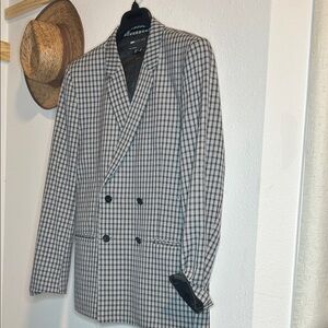ASOS Double-Breasted Checkered Blazer (Blk/Wht)